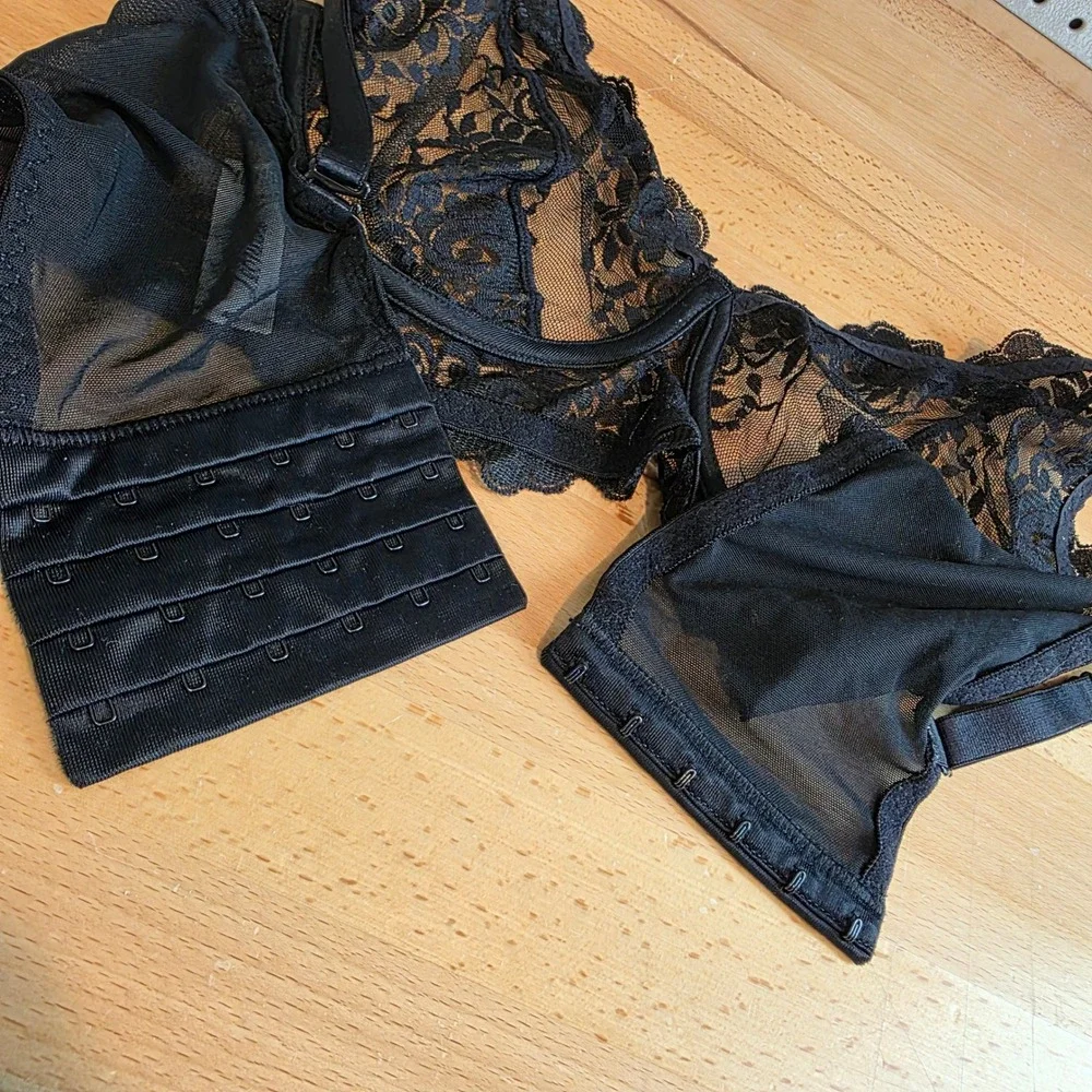 Leonisa Milan Sheer Lace Bustier Bralette with Underwire Floral Longline Bra 38B - Picture 13 of 13